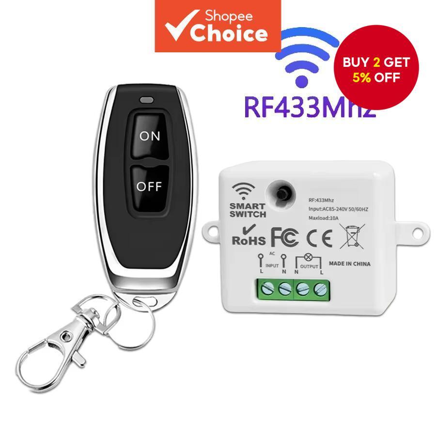 RF 433MHz Wireless Remote Control Light Switch AC 220V 110V 10A ...