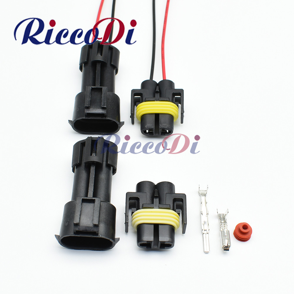 1 Set Delphi 2 Pin Female Male Waterproof Fog Lamp Light Xenon Plug H8 ...