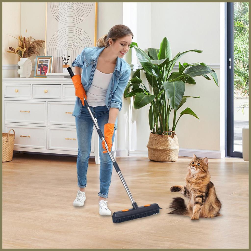 Rubber Broom Rubber Carpet Rake Brush Scrubber Extendable Handle ...