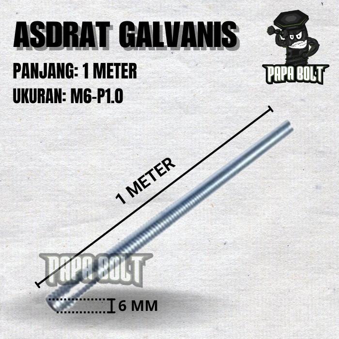 Asdrat Galvanized M6 x 1 Meter Stud/ FulldratBolt Long Threaded/ 6MM ...