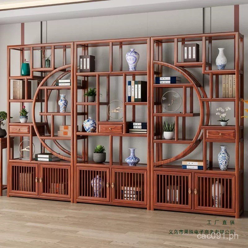 Duobao Pavilion Grid Wood New Chinese Style Office Solid Wood Antique ...
