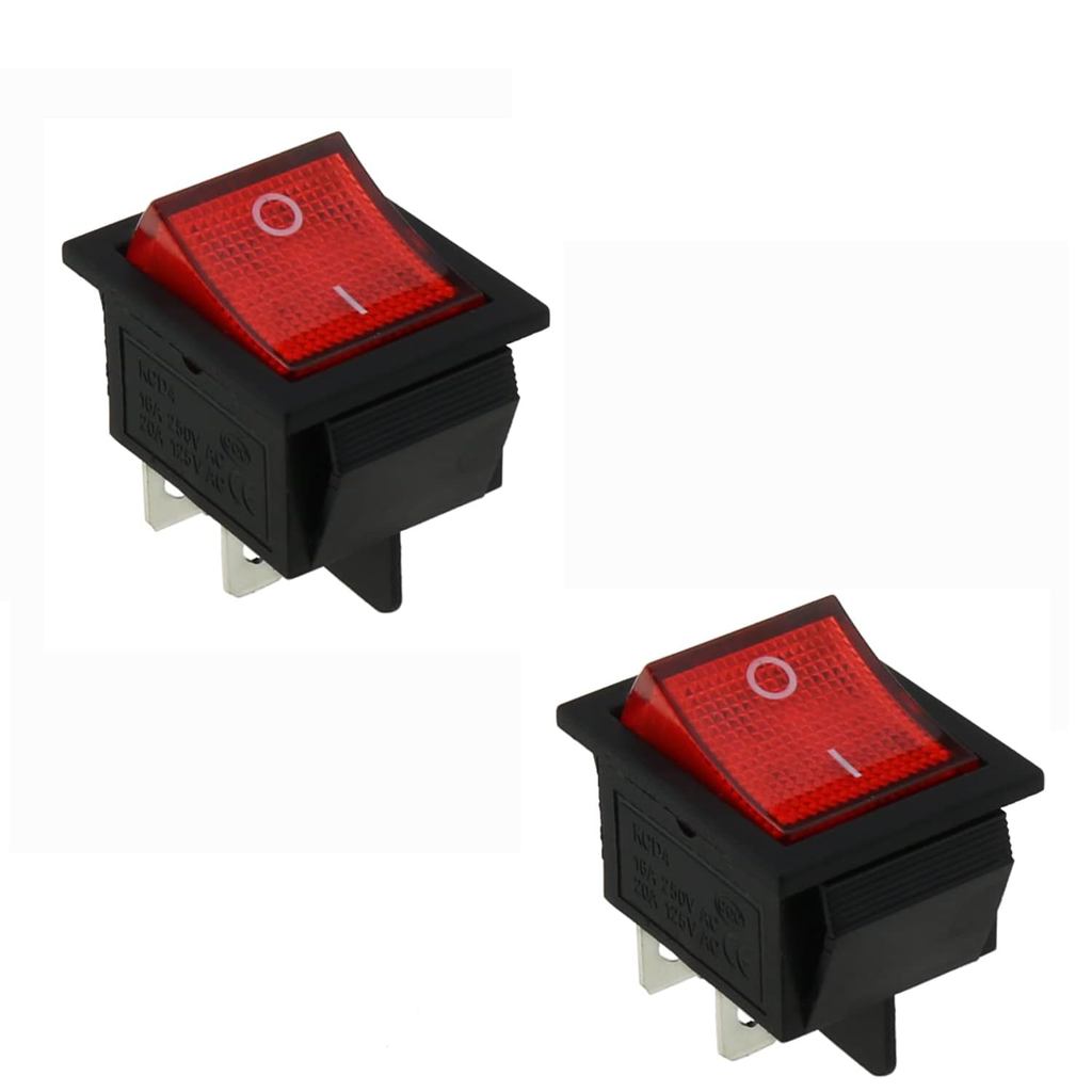 2pcs Red Light 4 Pin DPST ON/Off Snap in Rocker Switch 4 Pins 2 ...