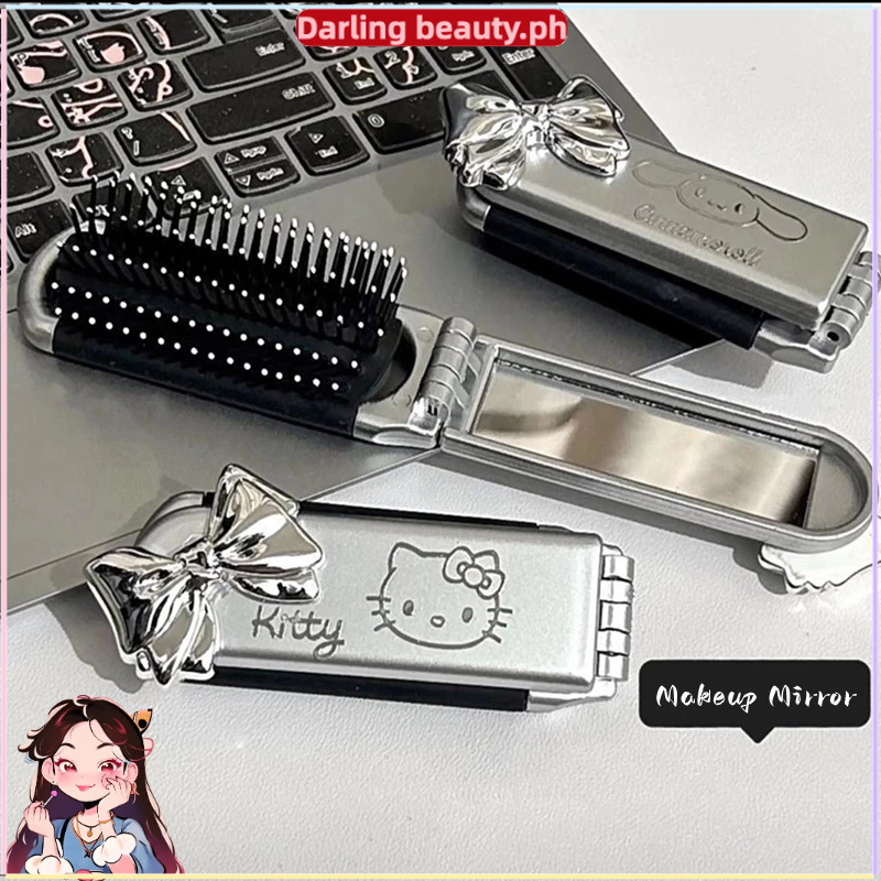 2 IN 1 Makeup Mirror Comb Folding Airbag Comb Portable Foldable Mirror ...