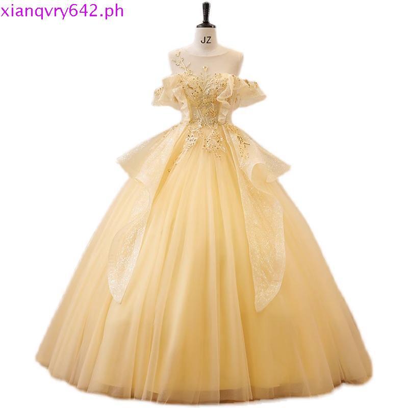 Colorful Yarn Yellow Ball Gown For JS Prom Dress Maxi Dress Long ...