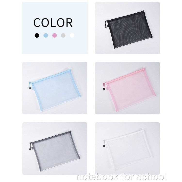 A4 Transparent Mesh Envelope Nylon Mesh Bag with Zipper File Document ...