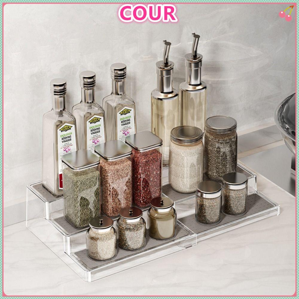 COUR Kitchen Spices Riser Ladder Shelf, 3 Tier Scalable Perfume ...