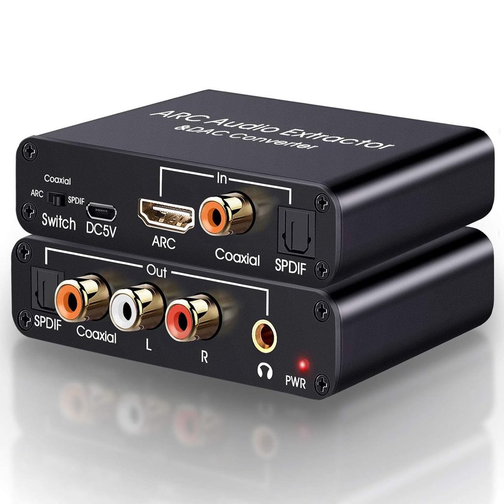 Tendak 192 KHz HDMI ARC Audio Extractor, Con Uscite HDMI, Ottico, RCA L/R E 3,5 Mm, Per Soundbar E Amplificatori, Supporta 7.1 E 5.1 Canali