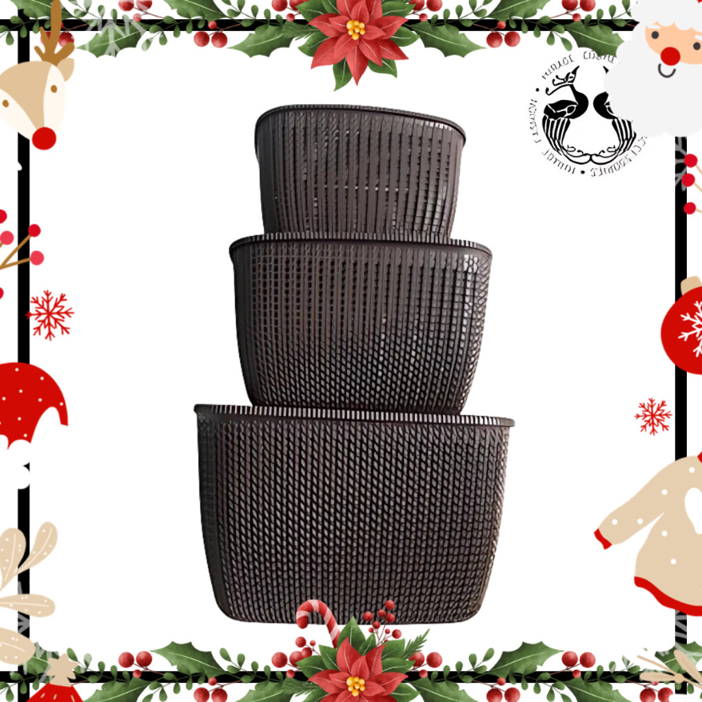 Mirage Brown,Black Plastic Rattan Basket with cover | Shopee Philippines