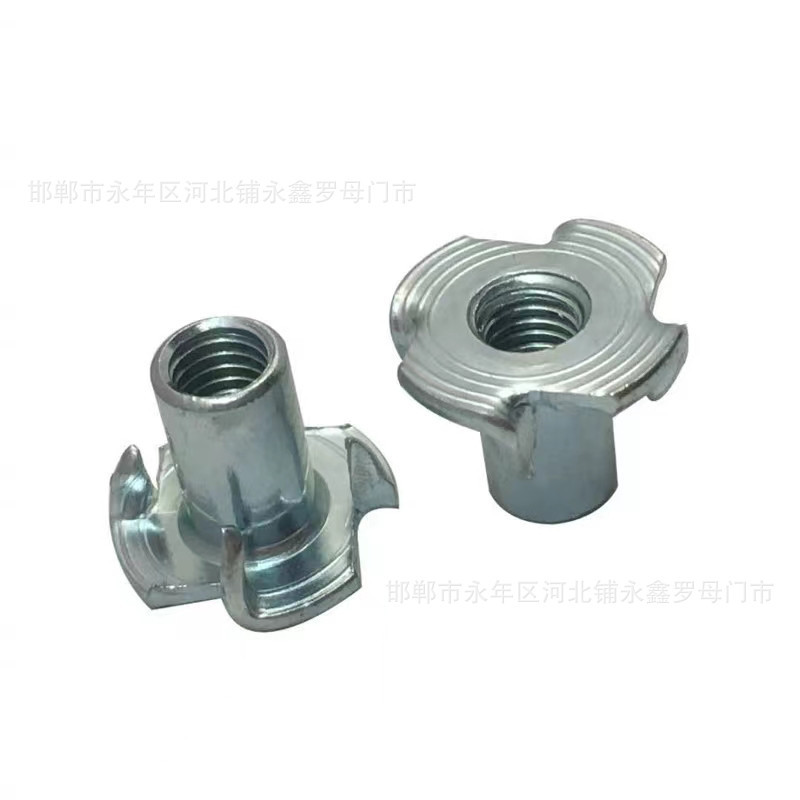 Cold heading Four claw full thread nut White zinc Four claw nail T ...