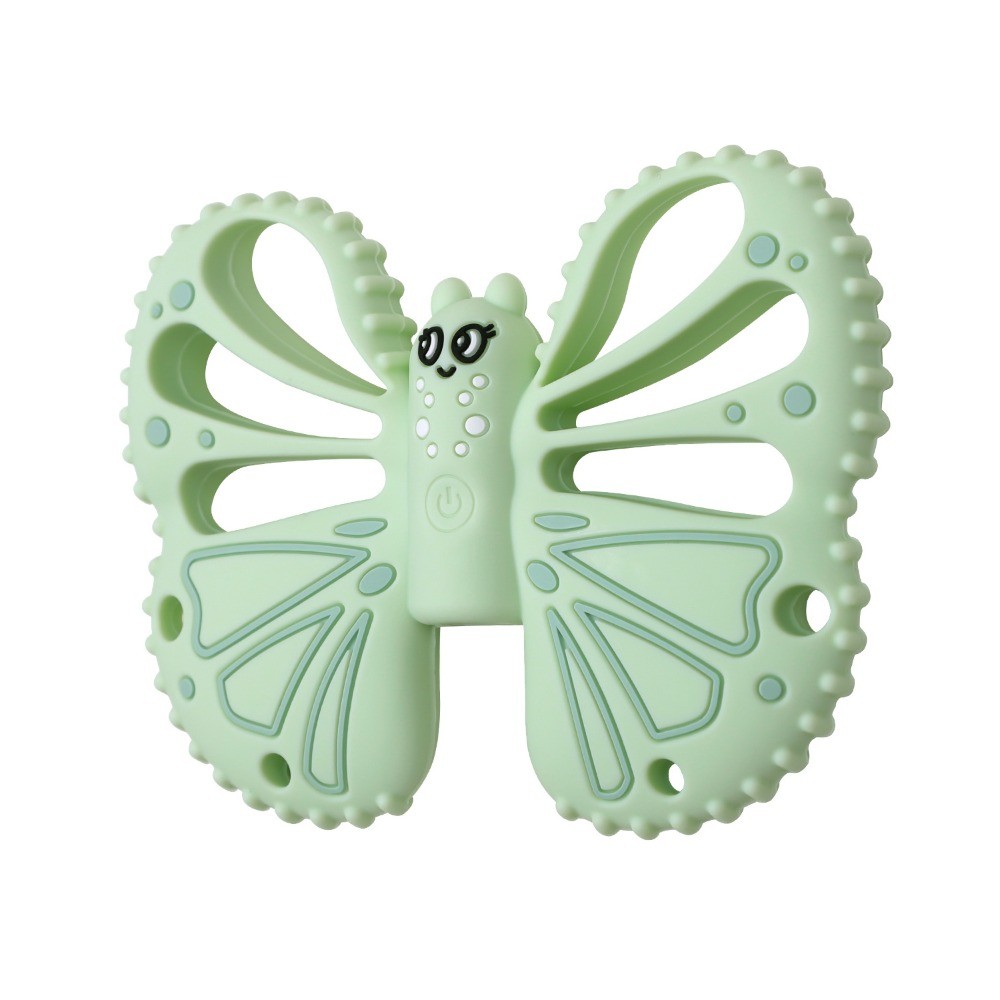 CLEVERHD Vibrating Teether, Butterfly Shape with Remote Control Chewy  Sensory Toy, 10-Speed Vibration Modes Food Grade Silicone Soft Baby Teether  Toy For 6-12 Months