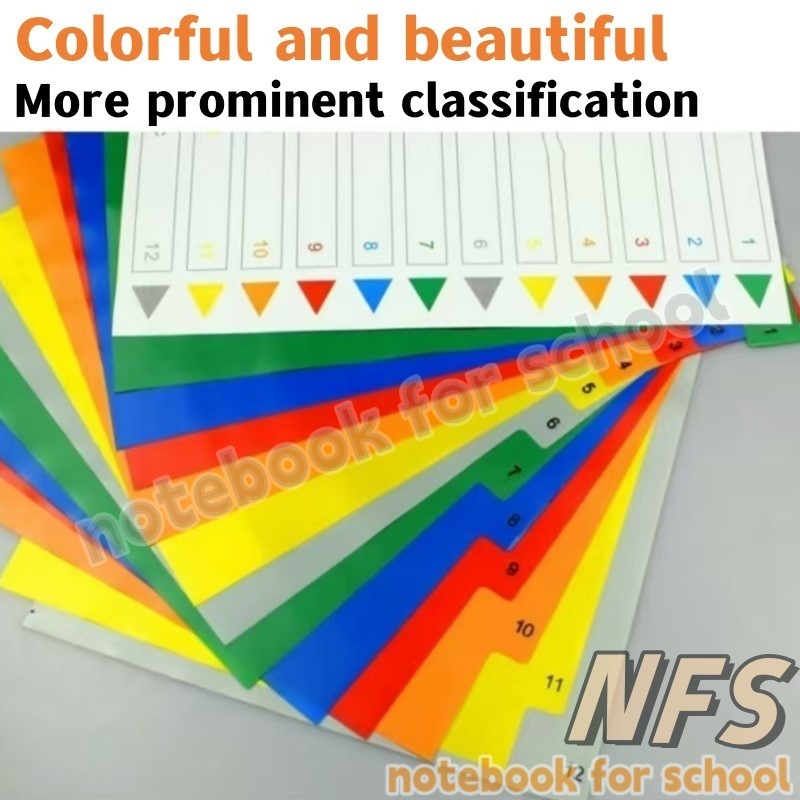 NFS A4 Index Separator 12 Pages Numbers Loose-leaf Dividers Multi ...