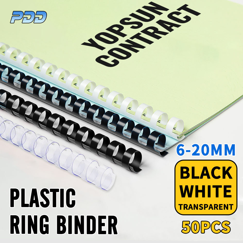 50pcs Plastic Comb Binding Rings PVC 21Hole Binder Black Yopsun 8mm ...