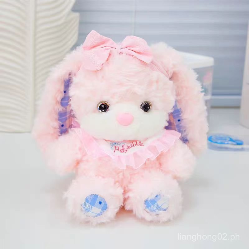 Cute Long-Eared Rabbit Plush Toy Pink Bunny Doll Comforting Stuffed ...