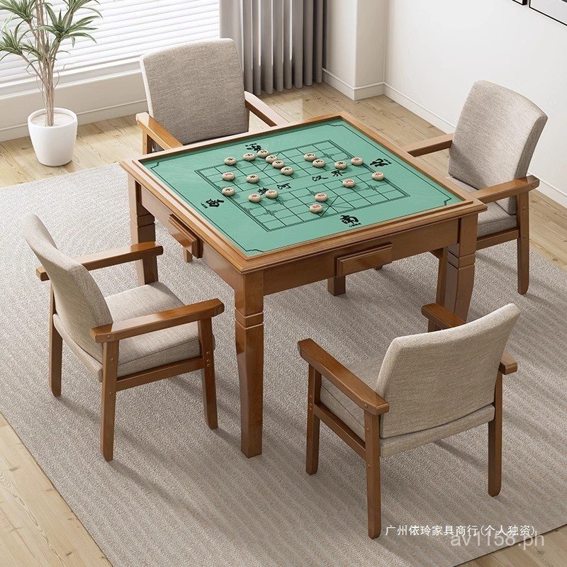 Mahjong Table Solid Wood Chess and Card Table Dual-use Chess ...