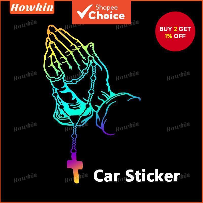 New Car Sticker: Praying Hands with Rosary - Religious Christian Vinyl ...