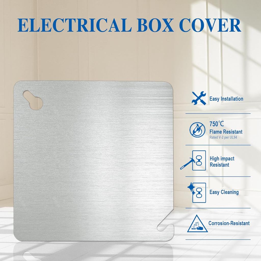 4x4 Metal Electrical Box Cover Plate, 4 Pcs Electric Junction Box Panel ...