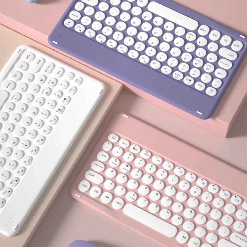Round Keycaps Bluetooth Keyboard Rechargeable Keyboard and Mouse Set ...