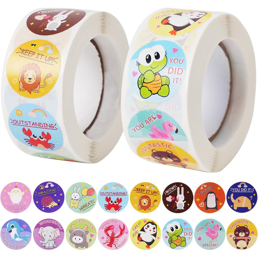 2 Rolls Reward Stickers for Kids Classroom,1000 Pieces Motivational ...