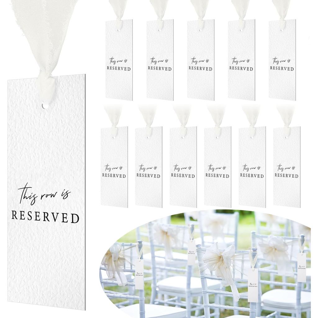 Clabby 12 Pack Reserved Chairs Hanging Signs with Ribbon for Wedding ...