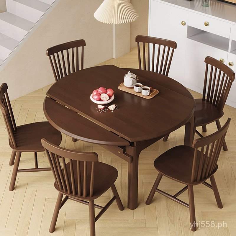 Nordic Small Apartment Solid Wood Home Folding Dining Table Extendable ...