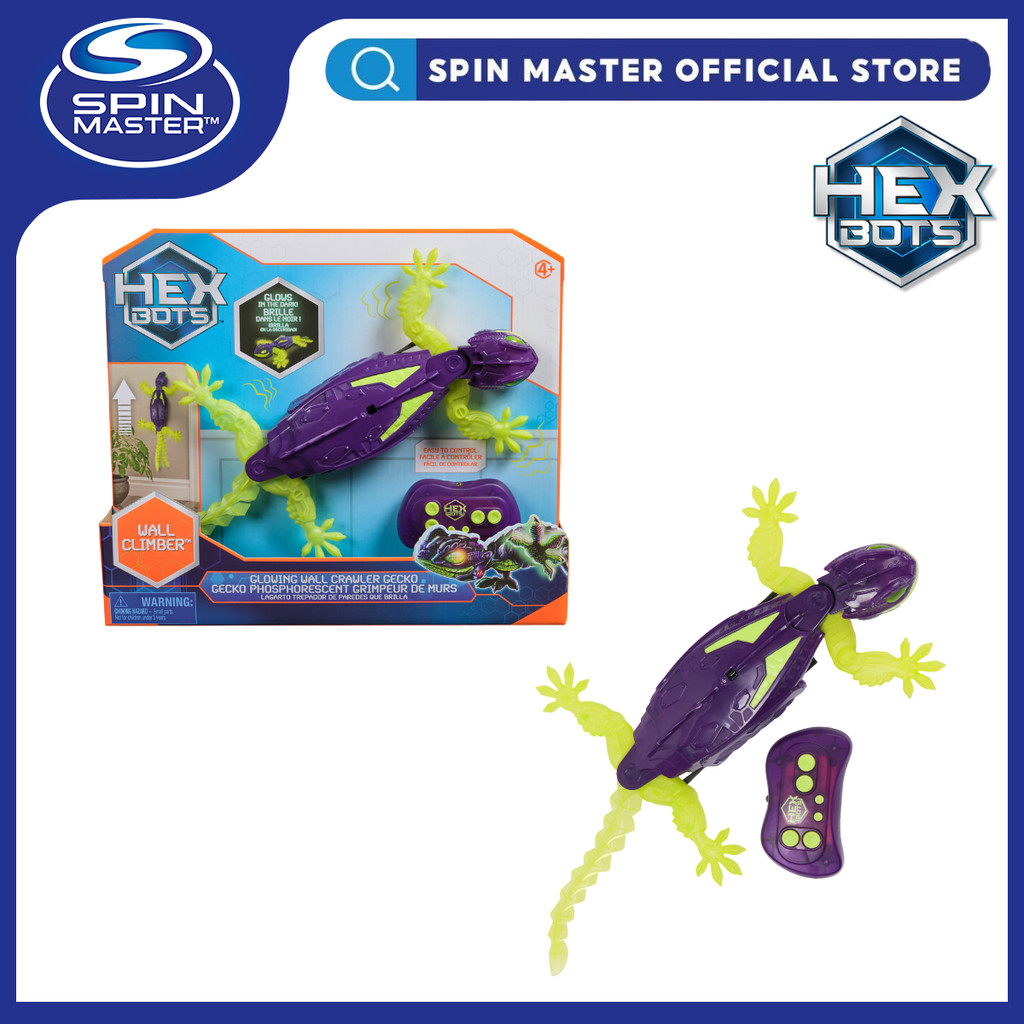 Spin master HEX BOTS Glow In The Dark Wall Crawl Gecko a Remote Control ...