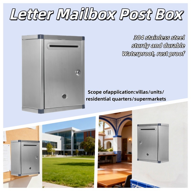 304 Stainless Steel Mail Letter Post Storage Box Outdoor Waterproof ...