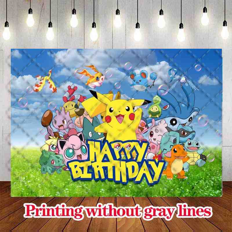 Pokemon Pikachu Party Birthday Backdrop For Photography Baby Shower ...