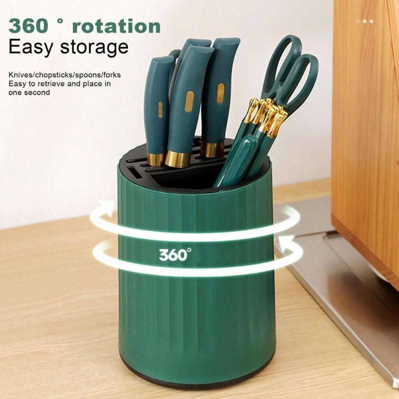 Kitchen Rotating Knives Holder 360 Degree Rotating Chopsticks Cage ...
