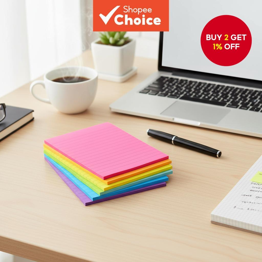Bright & Soft Color Large Self-Adhesive Notepad - 10.16cm × 15.24cm, 45 ...