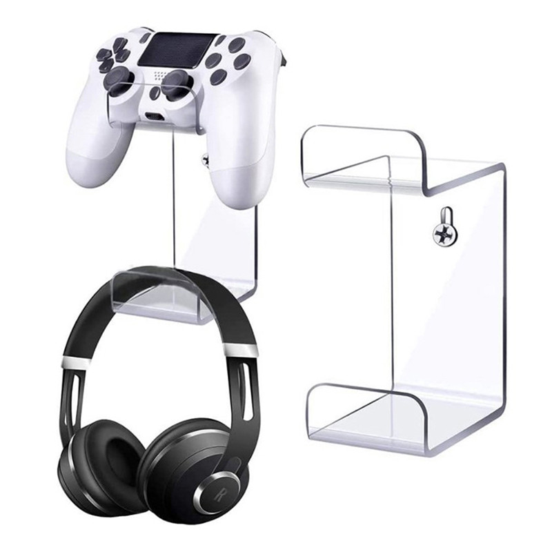 Pro Wall Mounted Acrylic Headset Stand Hanger Game Controller Holder ...