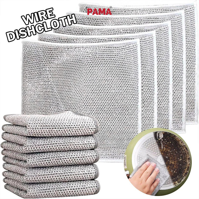Wire Cleaning Cloth Dishwashing Scrubber Non-Scratch Wire Dishcloth ...