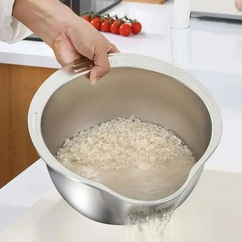 Rice Washer Strainer Bowl Stainless Steel 304 Durable Rice Sieve ...