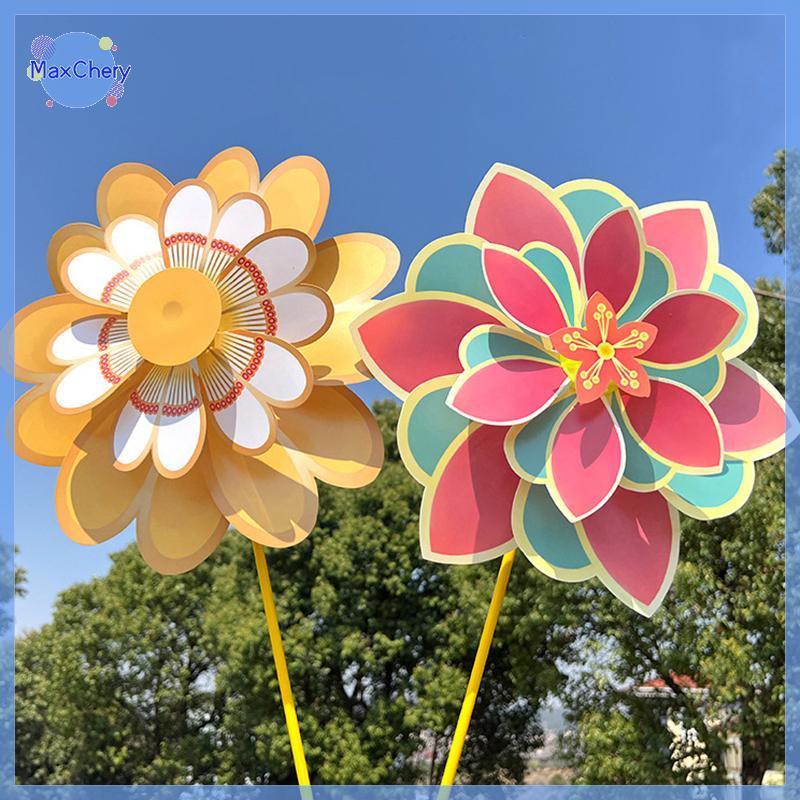 MCHY 1 Piece Stake Standing Lawn Rotating Flower Pinwheel Double ...