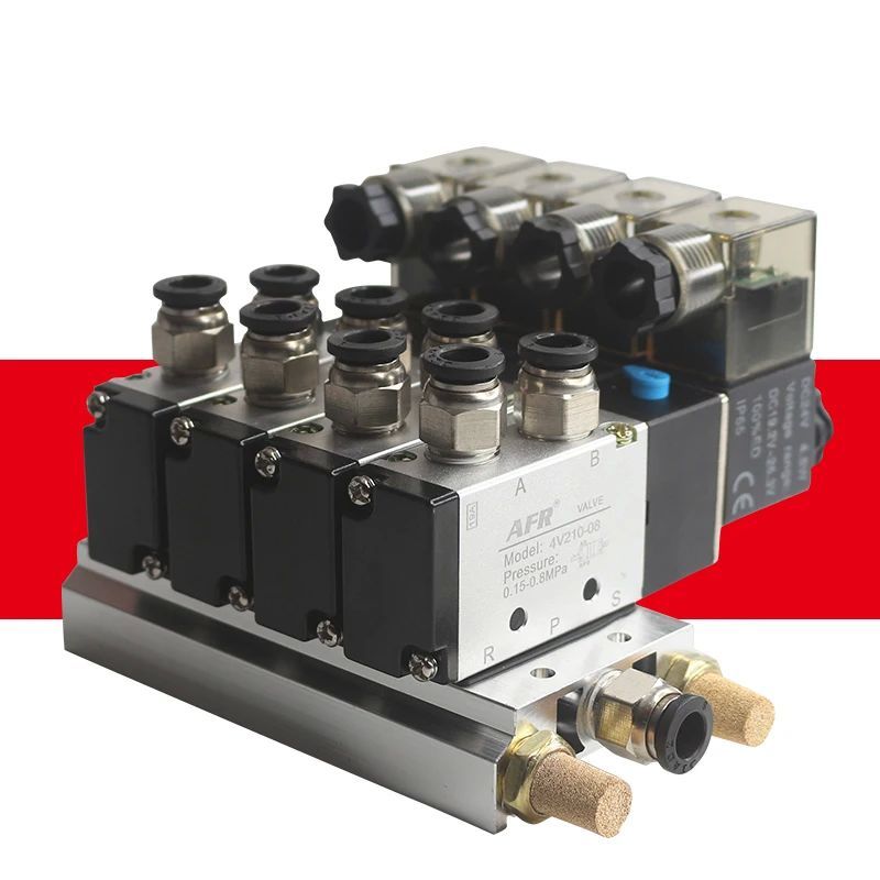 4v210-08 manifold value pneumatic valve 5/2 solenoid valve group valve ...