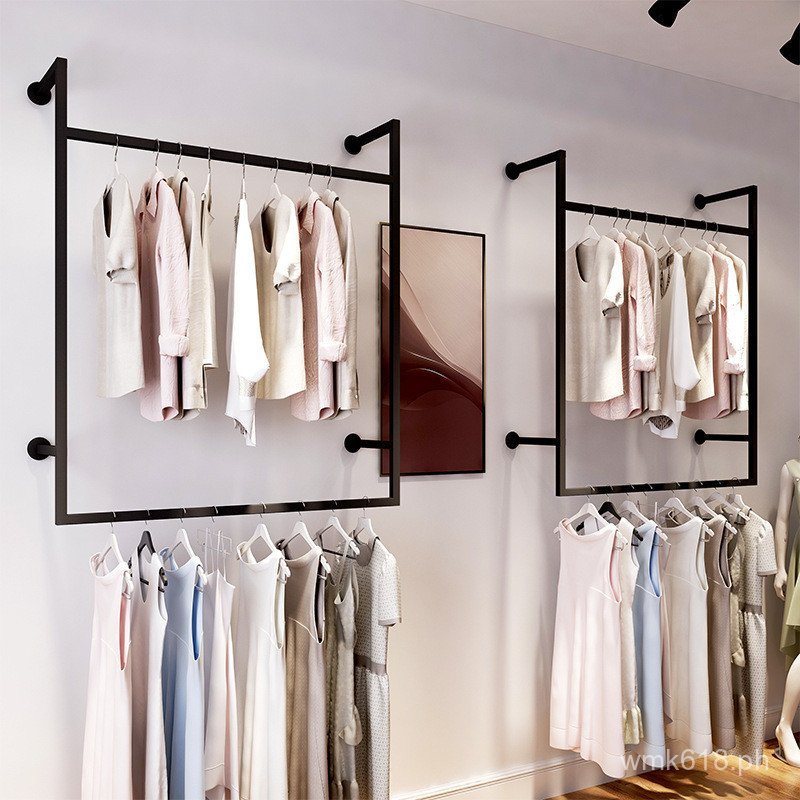 Shelf Clothing Store gold Display Rack Double Layer Side Hanging Women ...