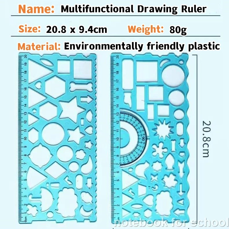 2 in 1 Soft Plastic Lenticular Ruler Hollowed-Out Geometry Ruler ...