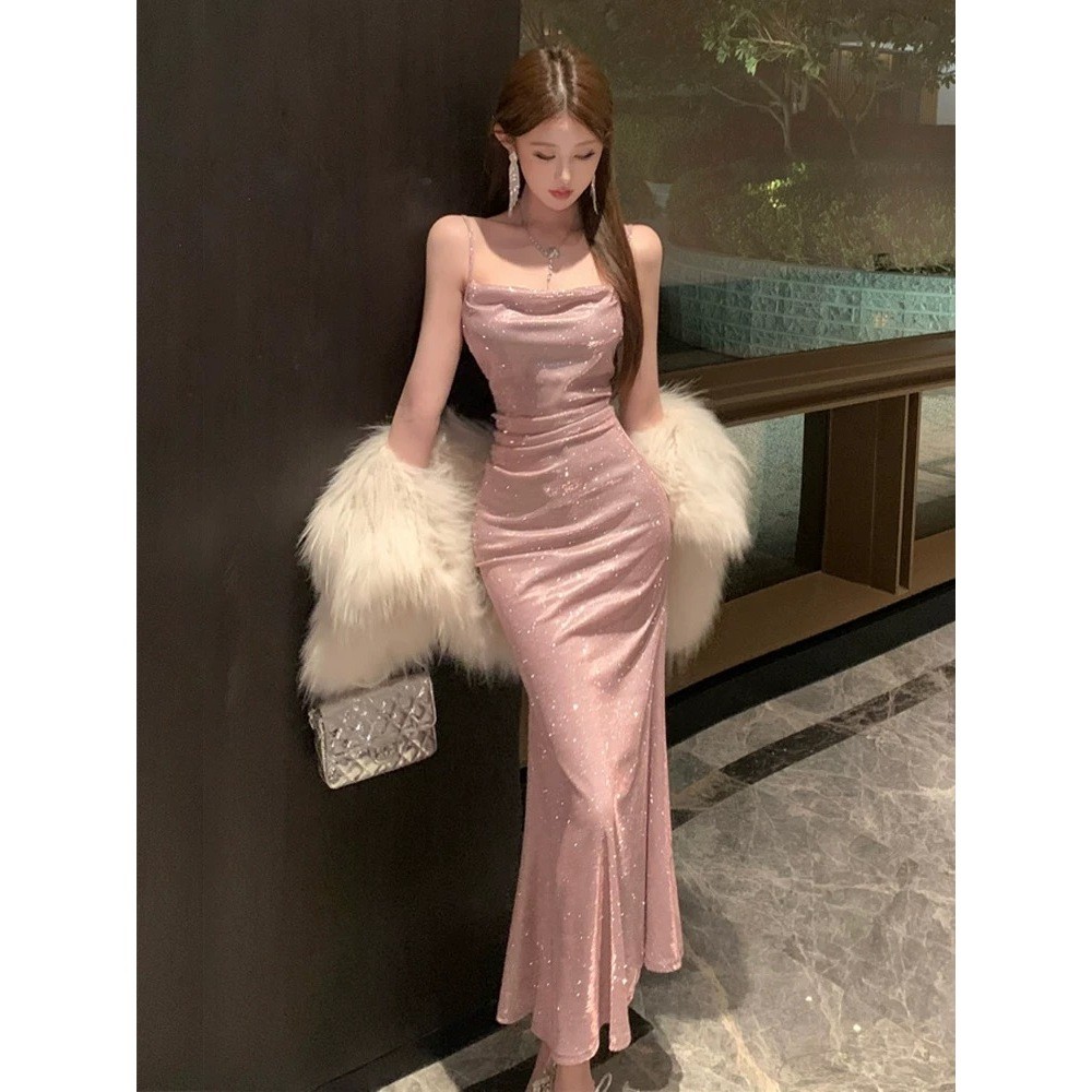 pink glitter dress cocktail dress formal elegant christmas party for woman  plus size | Shopee Philippines