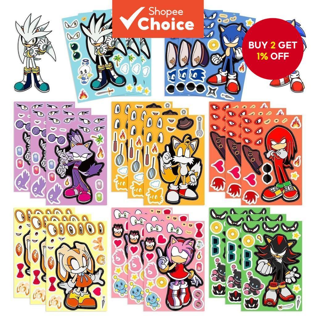 8 Sheets of Sonic the Hedgehog DIY Face Stickers for Helmets, Bikes ...