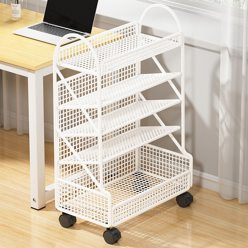 Under Desk Book Storage Rack Movable Organizer Bookshelf with Wheels ...