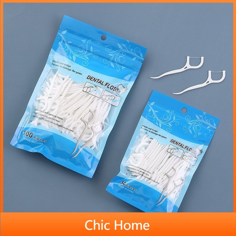 100PCS Dental Floss Pick Oral Care Disposable Dental Floss Tooth Clean ...