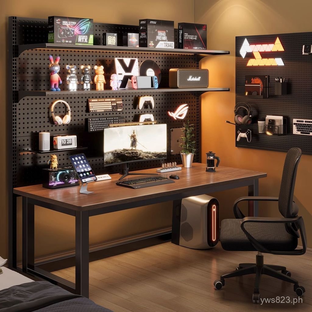 Computer Desk All-in-One Gaming Desk Vertical Pegboard Desk Pegboard ...