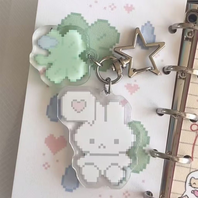 Cartoon Cute Vintage Pink Pixel Acrylic Keychain Pendant | Shopee ...