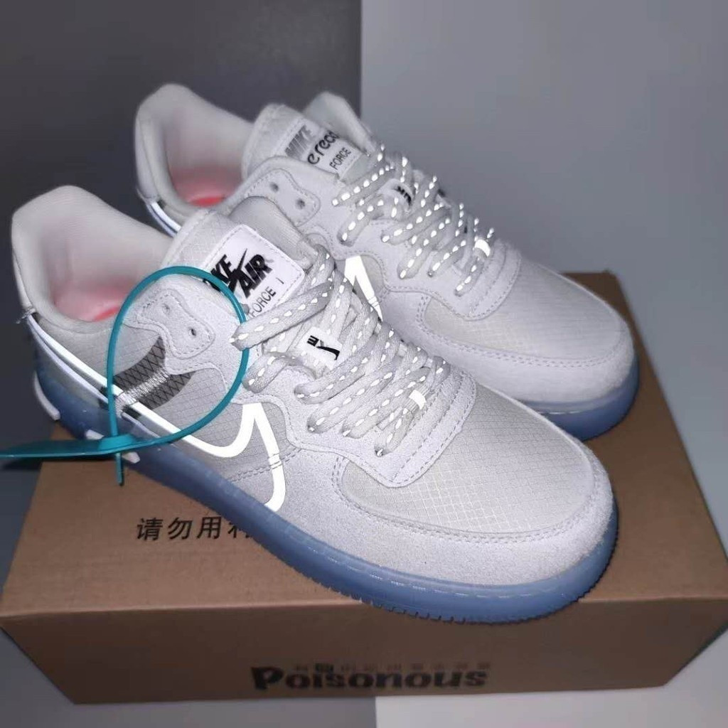[Ready to ship Nike Air 1 reaction QS AF1 bone white ice blue 3M ...