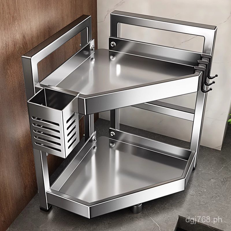 Spice Rack Corner Shelf Triangle Spice Storage Corner Stainless Steel ...