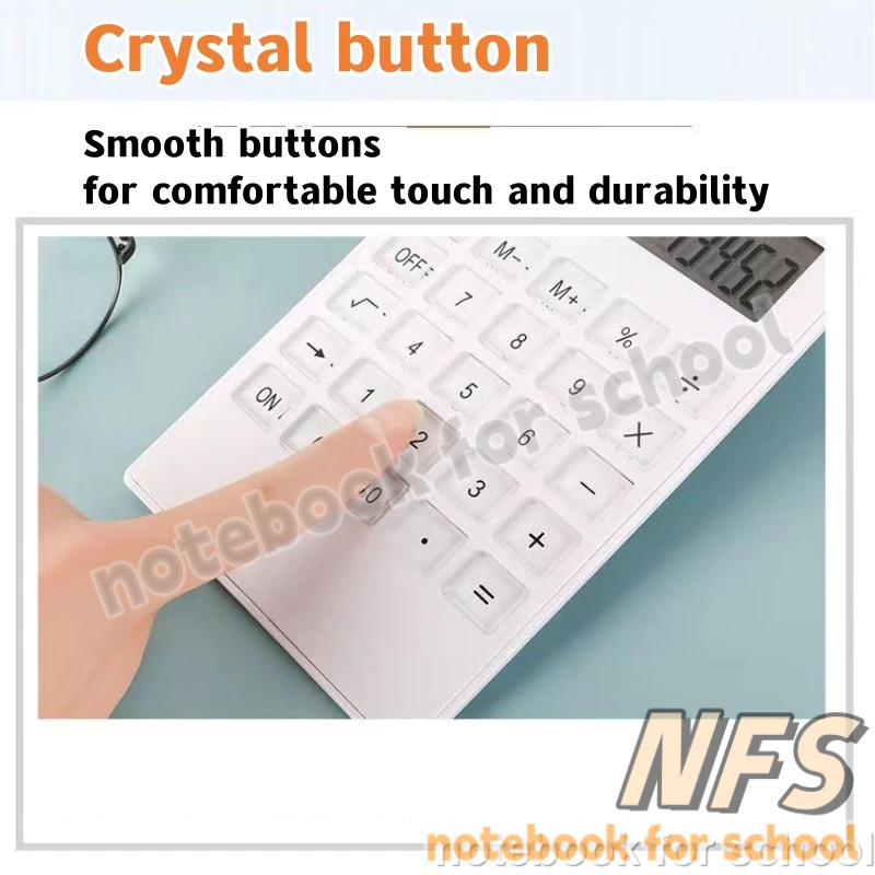12 Digit Solar & Battery Dual Power Basic Calculator Crystal Buttons ...