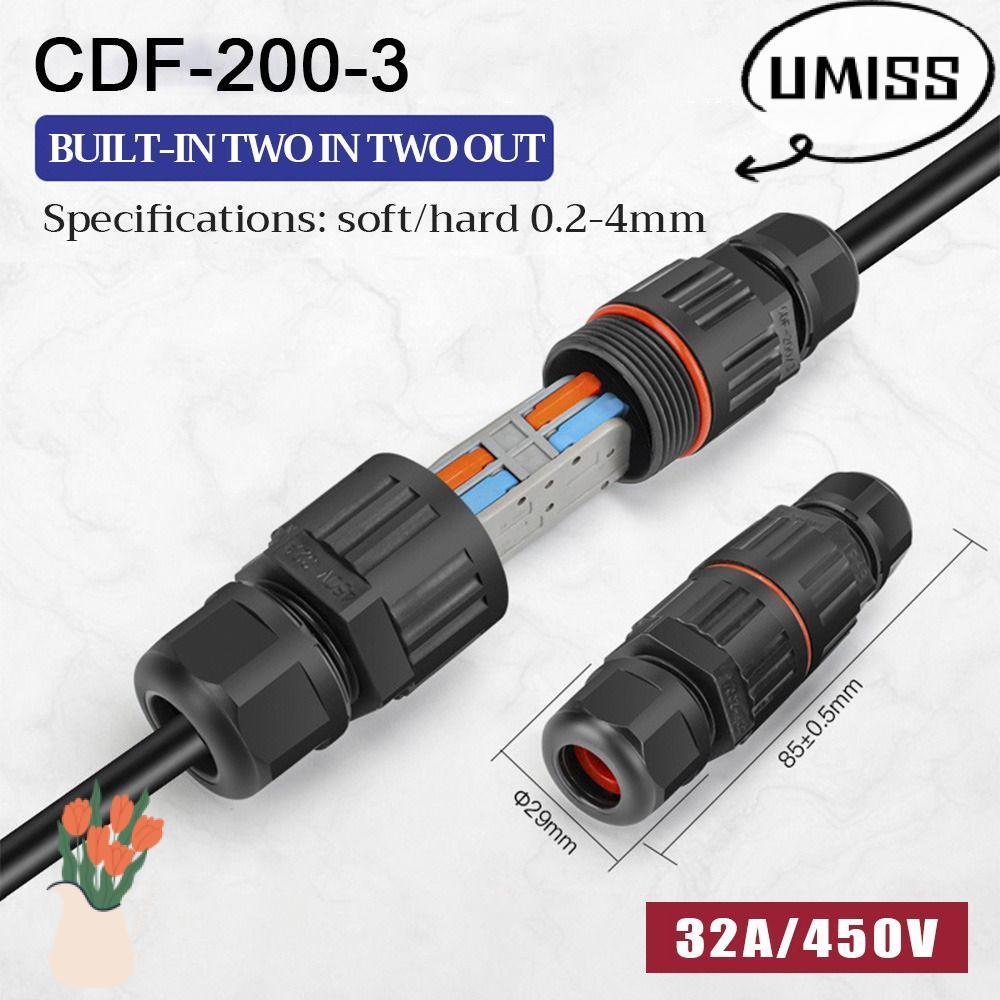 UMISS Wire Cable Extender, 2/3 Pin Straight Quick Push In Waterproof ...