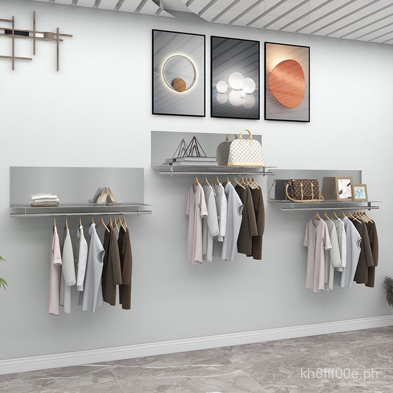 Clothing Store Rack Display Rack Wall-Mounted Shelf Shop Decoration Bag ...