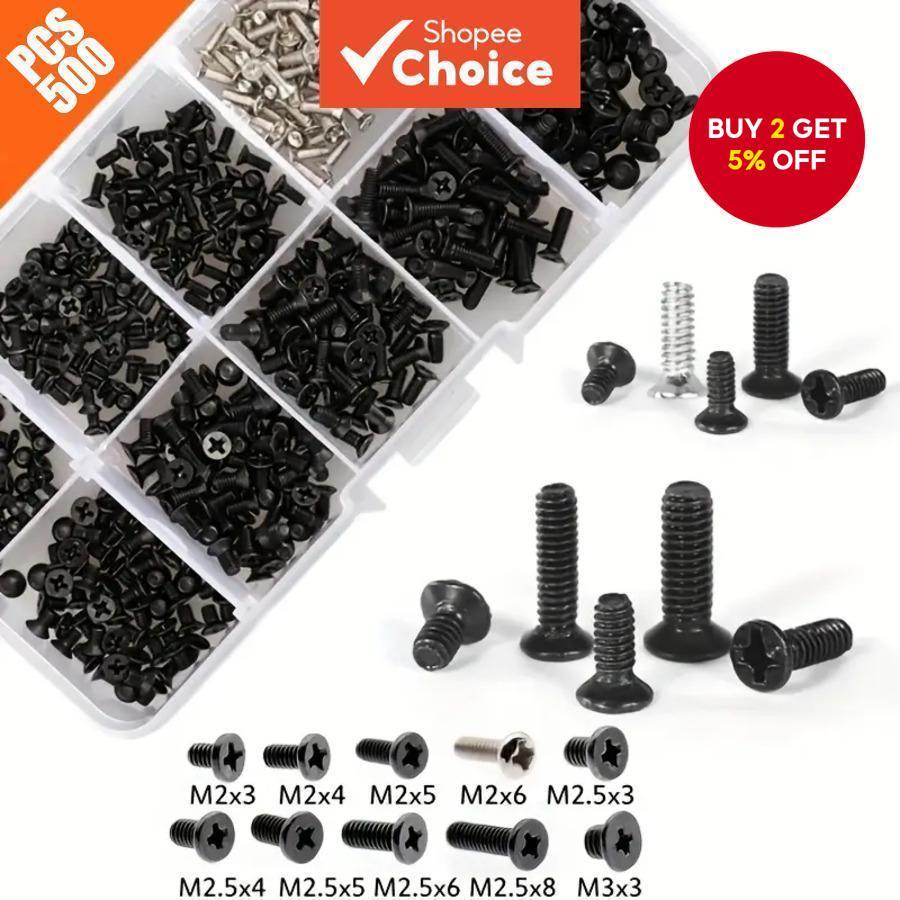 500Pcs Computer Screws Kit Assortment Black M2 M2.5 M3 for PC Laptop ...