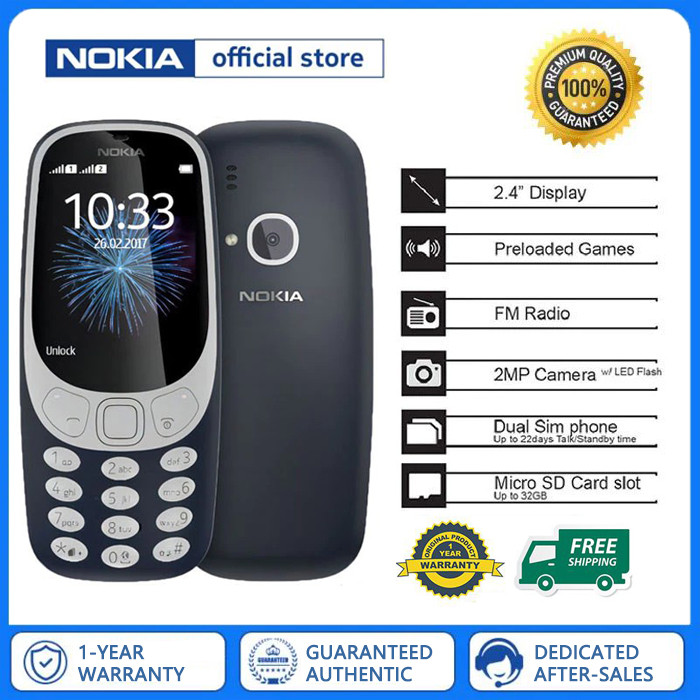 NOK 3310 authentic 1200 mAh keypad cellphone dual sim phone | Shopee ...