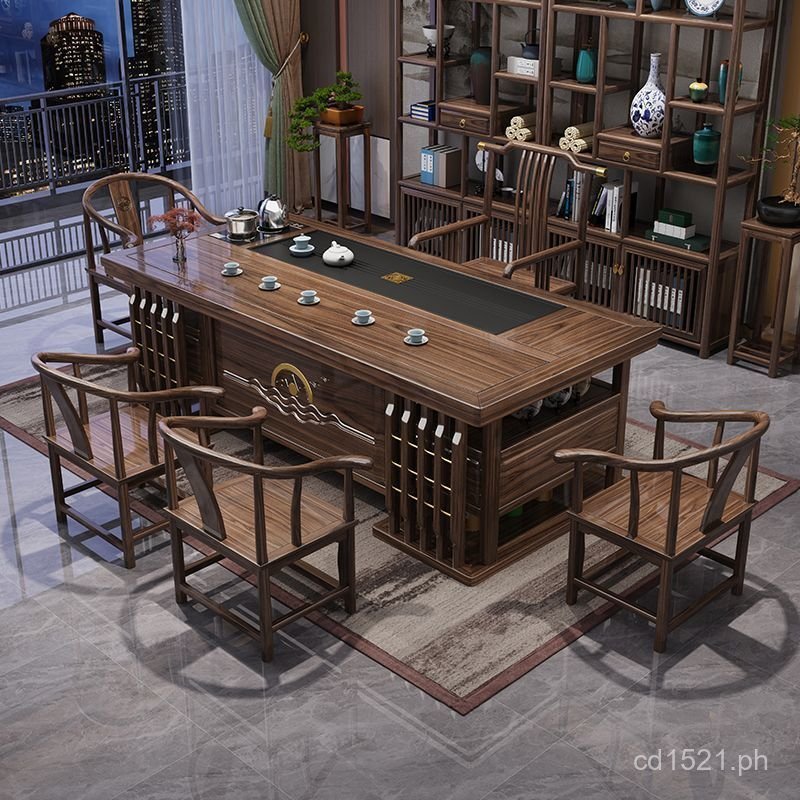 Tea Table and Chair New Chinese Style Integrated Set Balcony Tea Table ...
